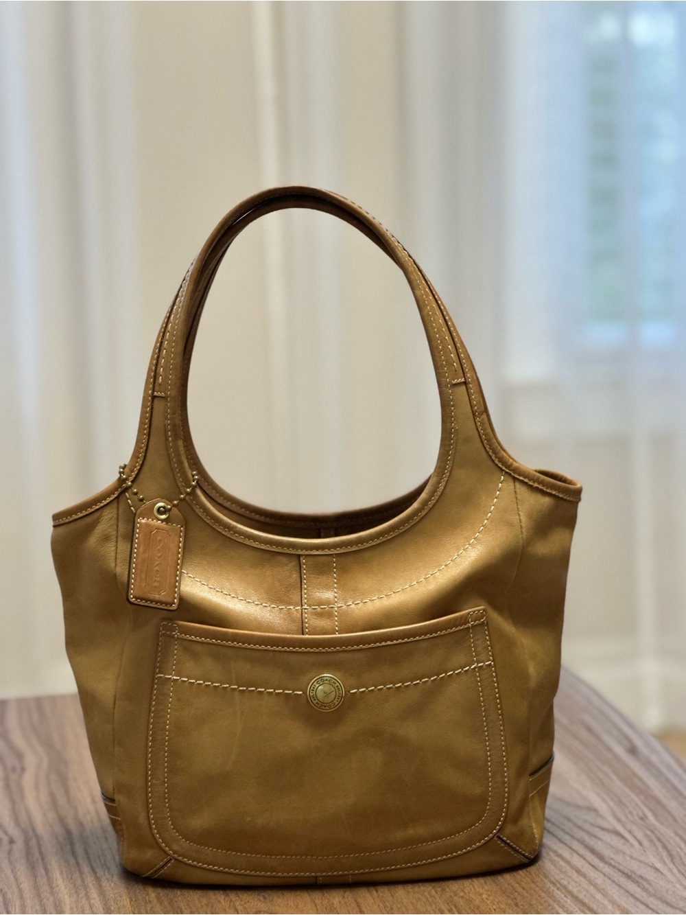 Vintage Coach 10383 Tan Glove Leather Hobo Shoulder Bag Purse
